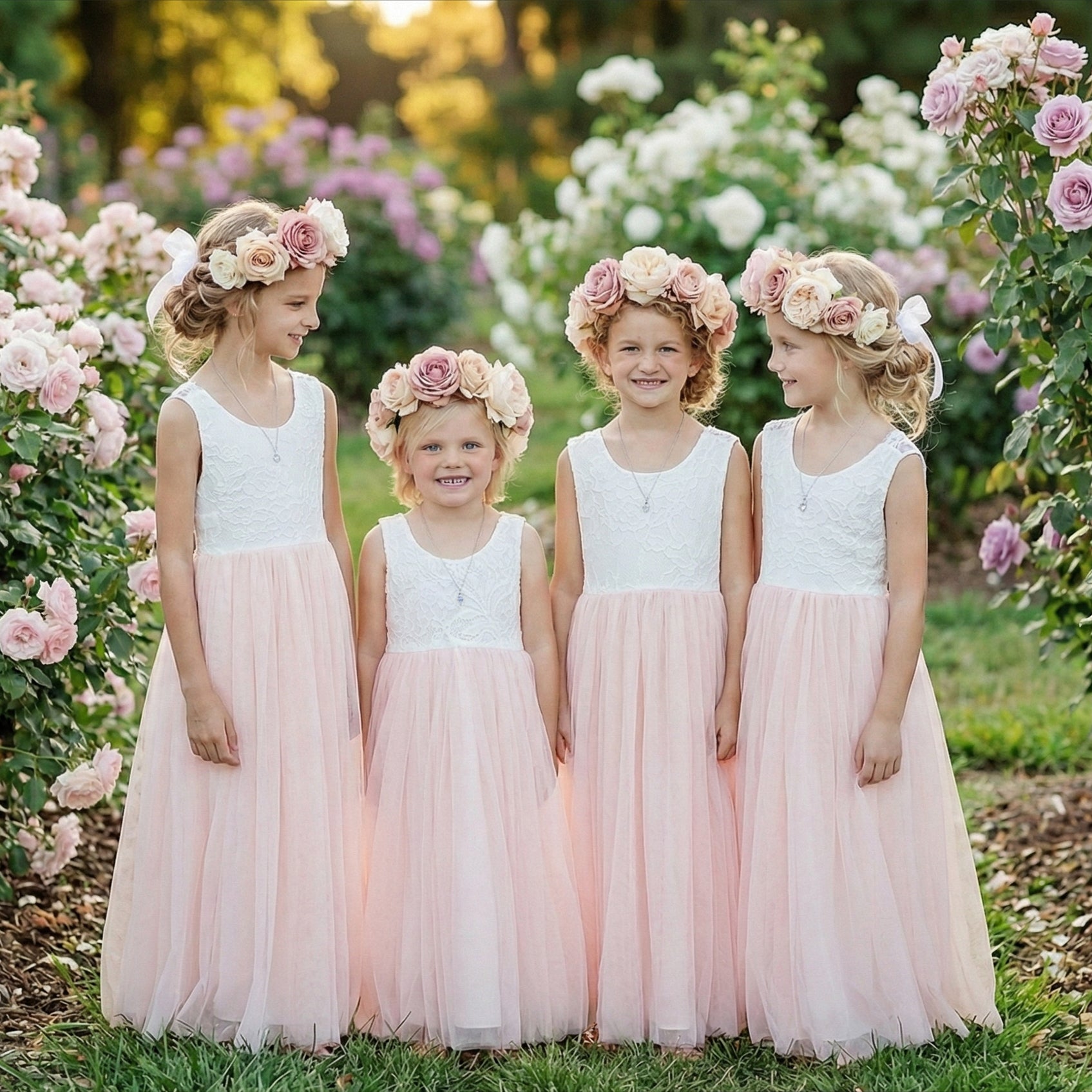 girls lace bridesmaid dress Blue Lace Top Tulle Flower Girl Dresses, Popular Cheap Junior Bridesma AlineBridal