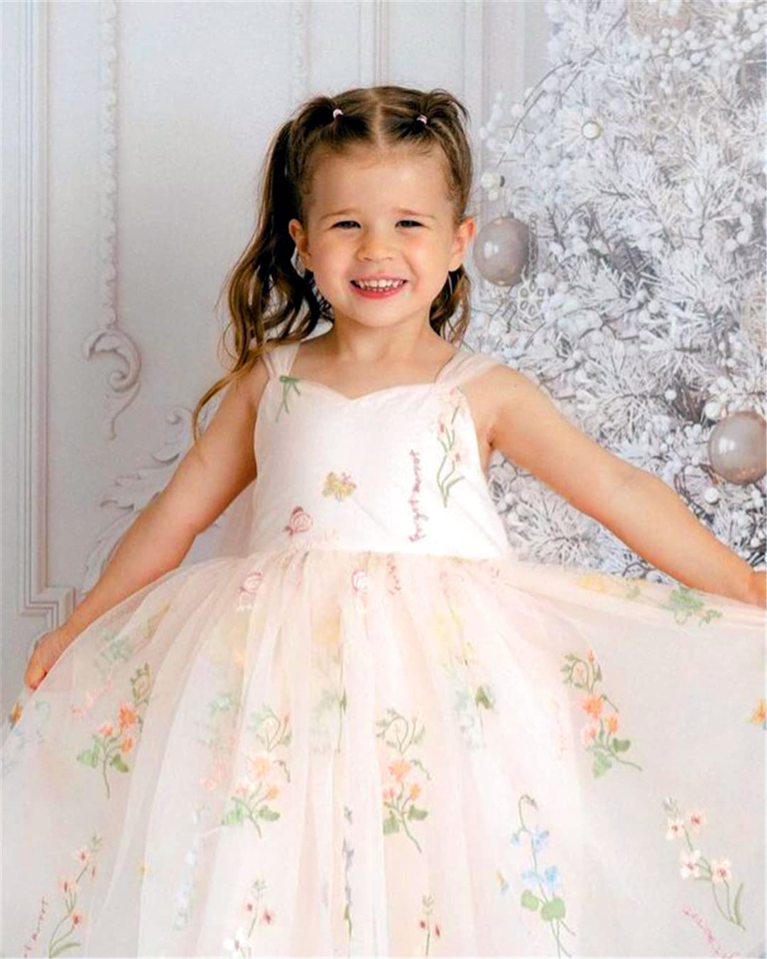 2Bunnies Floral Embroidered Tulle Girl & Flower Girl Dresses 2BUNNIES 2Bunnies Floral Embroidered Tulle Girl & Flower Girl Dresses 2BUNNIES