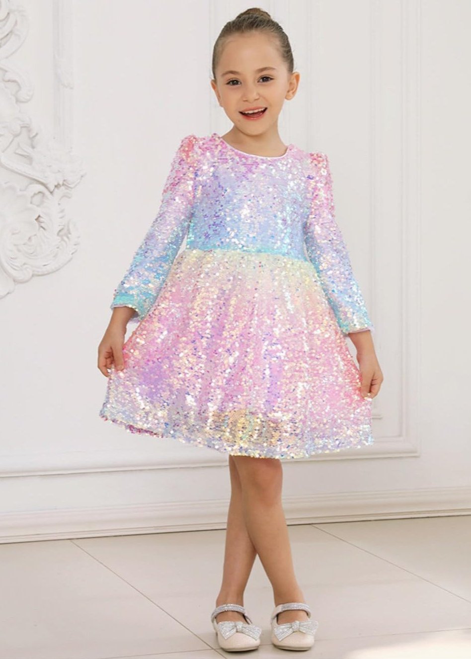 Ombre Sparkle Sequin Girl Dress