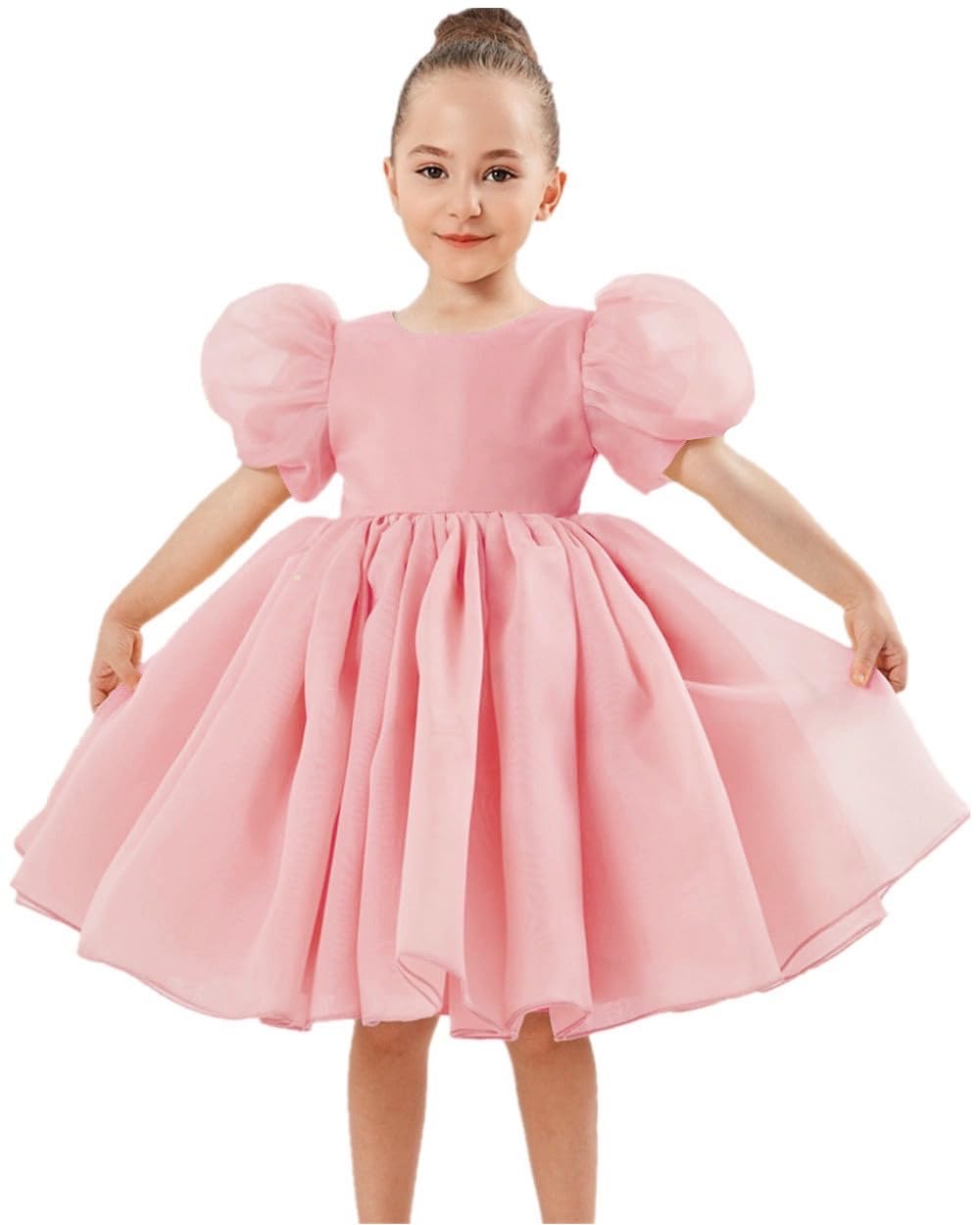 2Bunnies Organza Tulle Babydoll Puff Sleeve Flower Girl Dress in Pink 2-3 years 2Bunnies Organza Tulle Babydoll Puff Sleeve Flower Girl Dress in Pink 2-3 years