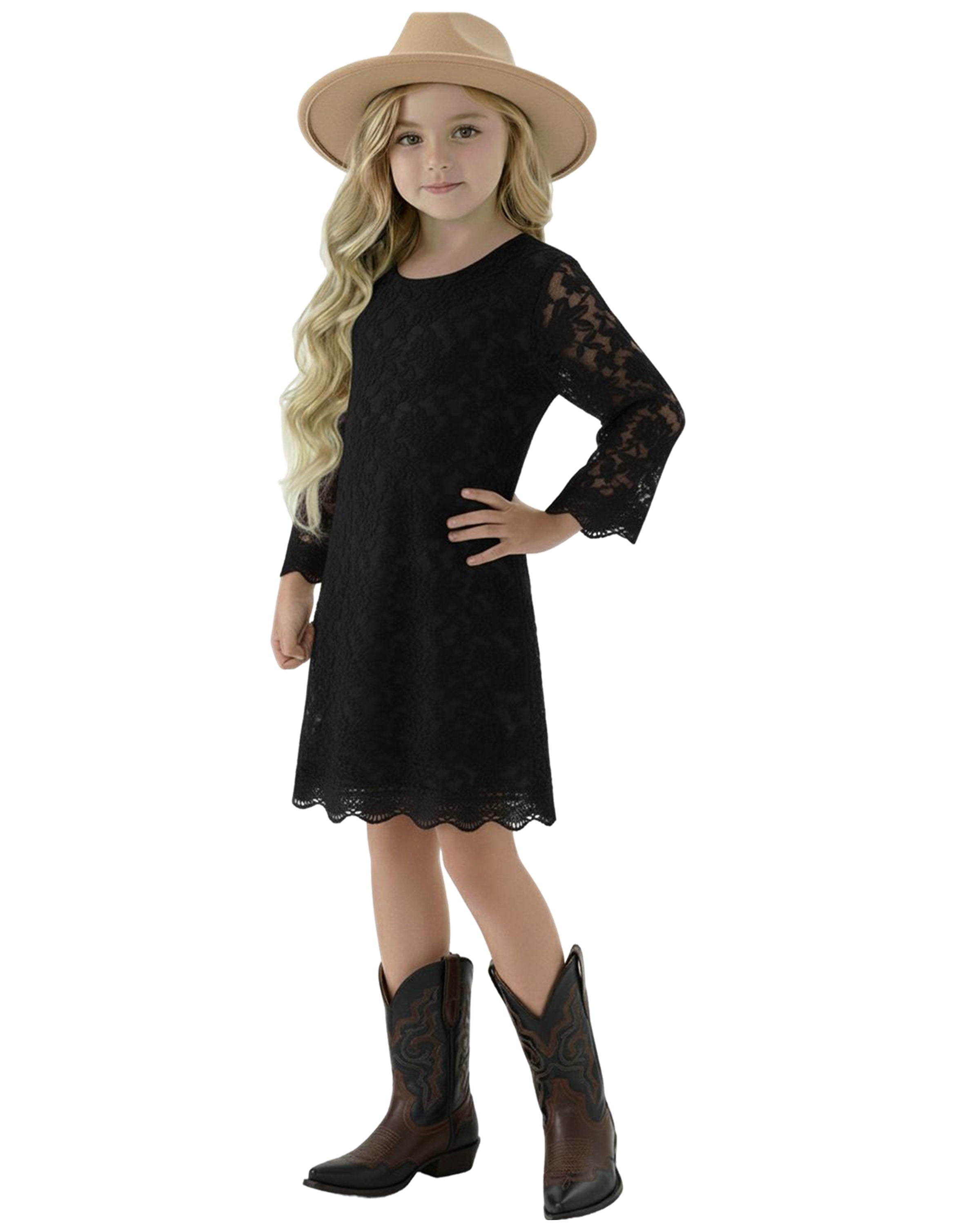 2Bunnies Violet Lace Boho Girl Dress in Black 2BUNNIES 2Bunnies Violet Lace Boho Girl Dress in Black 2BUNNIES