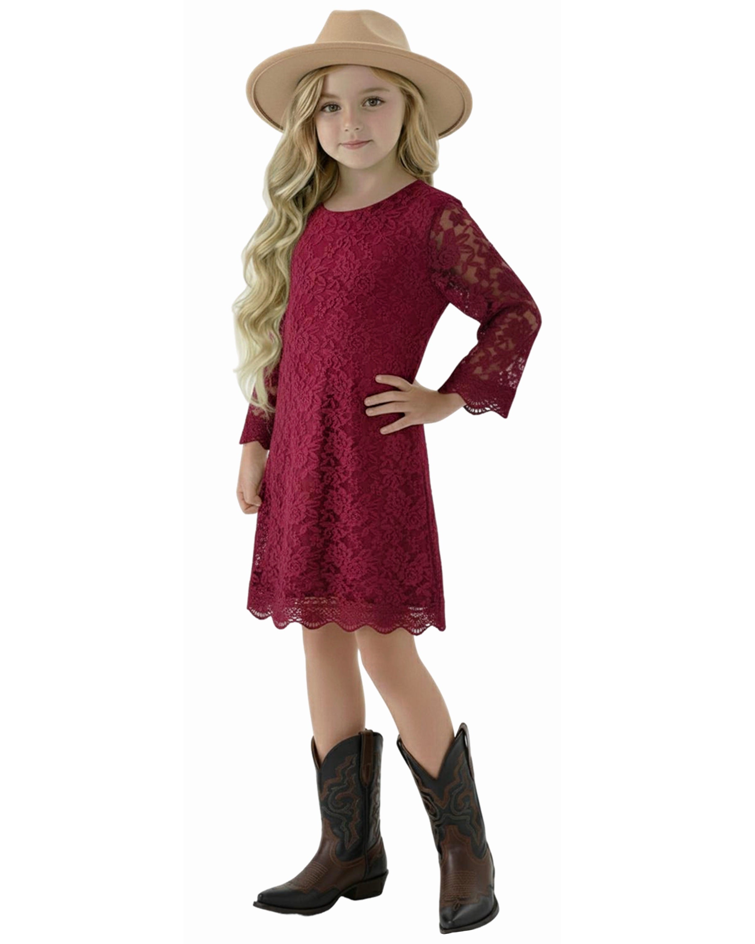 2Bunnies Girls' 12M-12Y Boho Country Rustic Lace Scalloped Trim Sleeve 2BUNNIES 2Bunnies Girls' 12M-12Y Boho Country Rustic Lace Scalloped Trim Sleeve 2BUNNIES