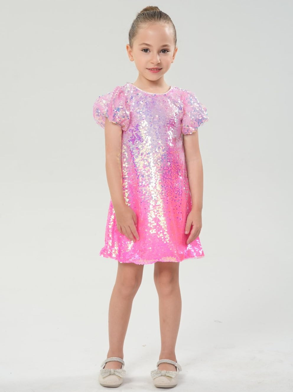 Ombre Sparkle Bubble Gum Pink Sequin Girl Dress