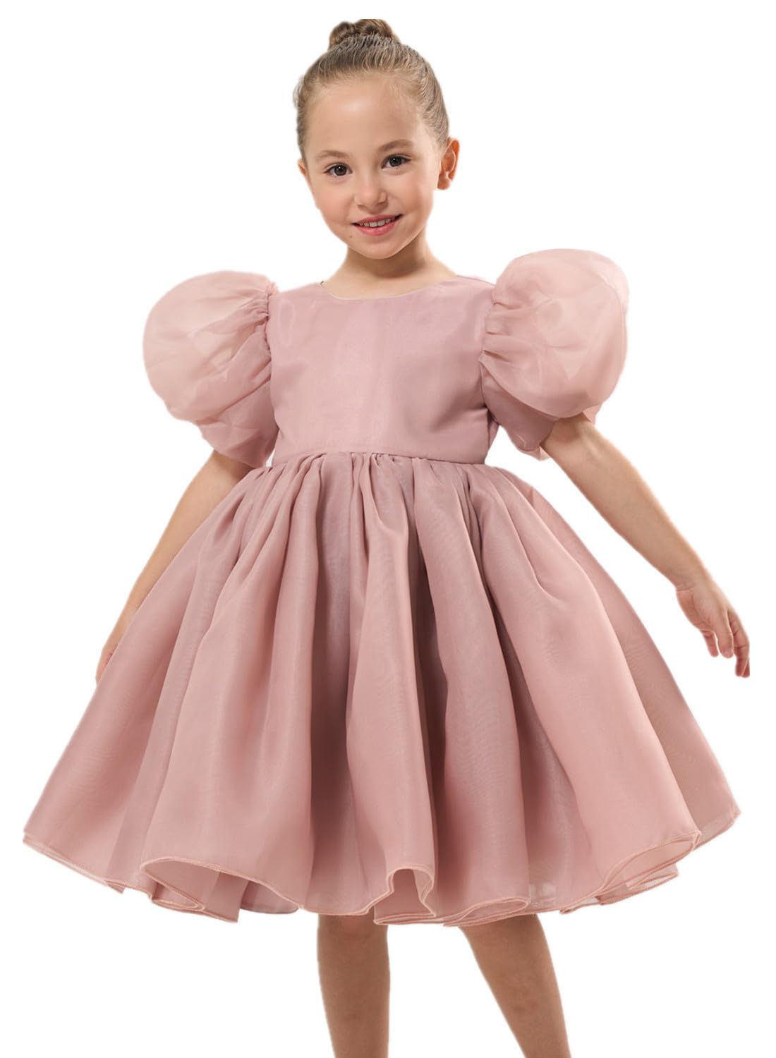 2Bunnies Girls' Organza Puff Sleeve Babydoll Fit Flare Dress