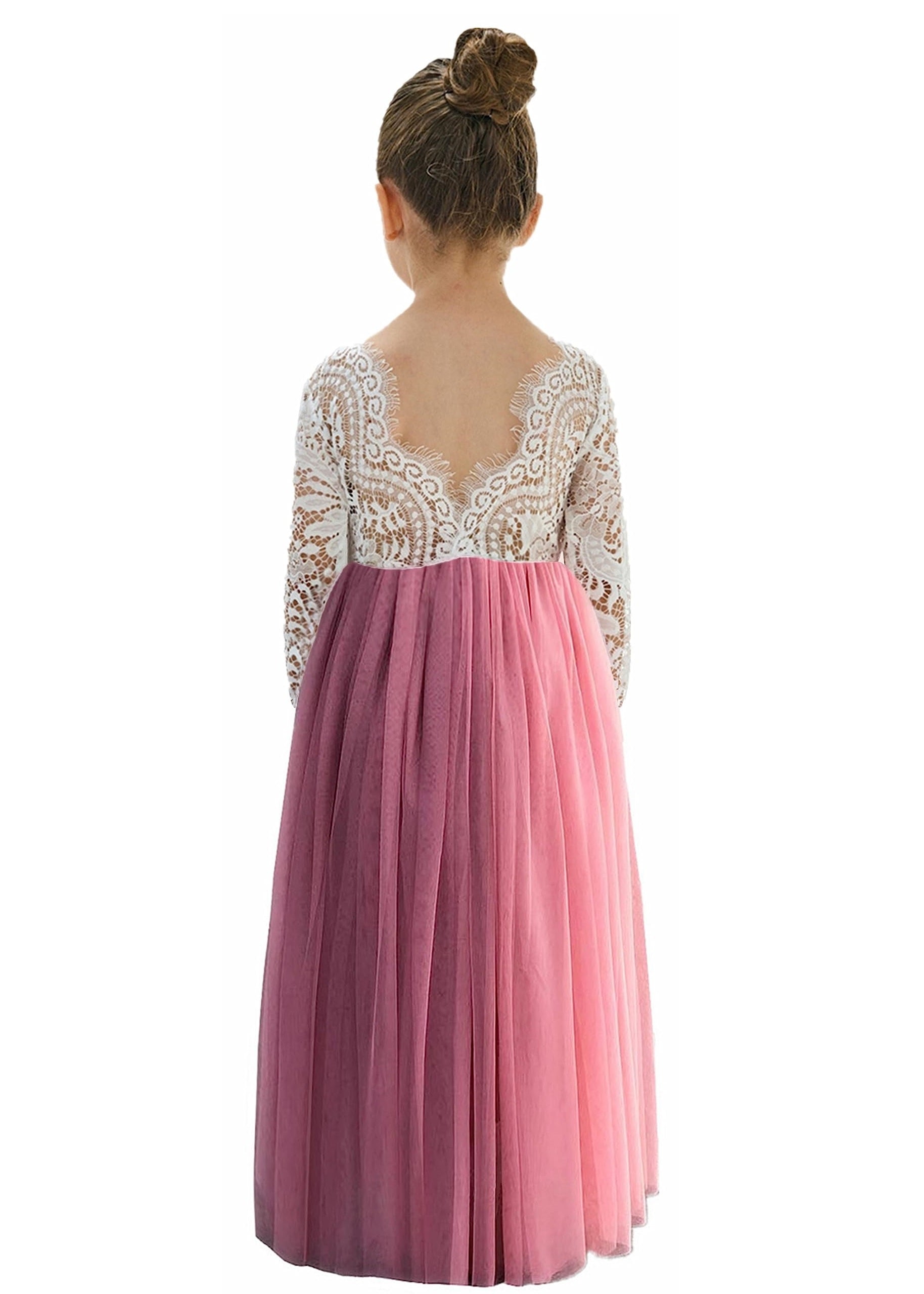 Peony Lace Flower Girl Dress in Dusty Pink Sleeve Maxi 12 months / Dusty Pink Peony Lace Flower Girl Dress in Dusty Pink Sleeve Maxi 12 months / Dusty Pink