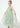 Floral Embroidered Tulle Strap Girl Dress in Sage