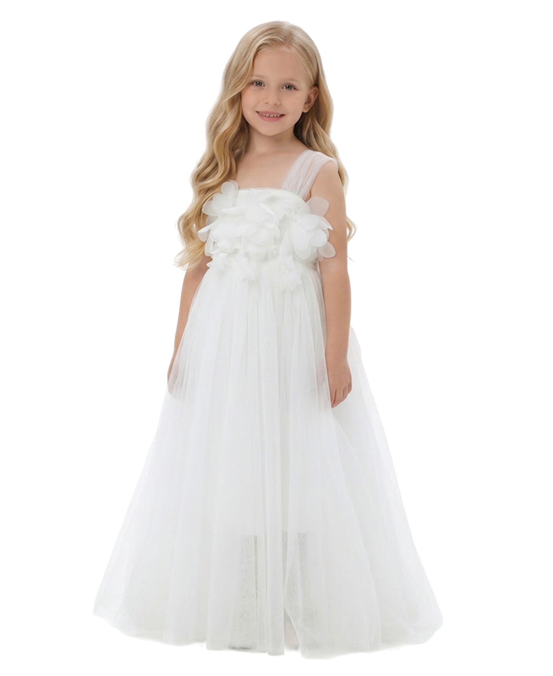 maxi white tulle flower girl dress Isabella Dress