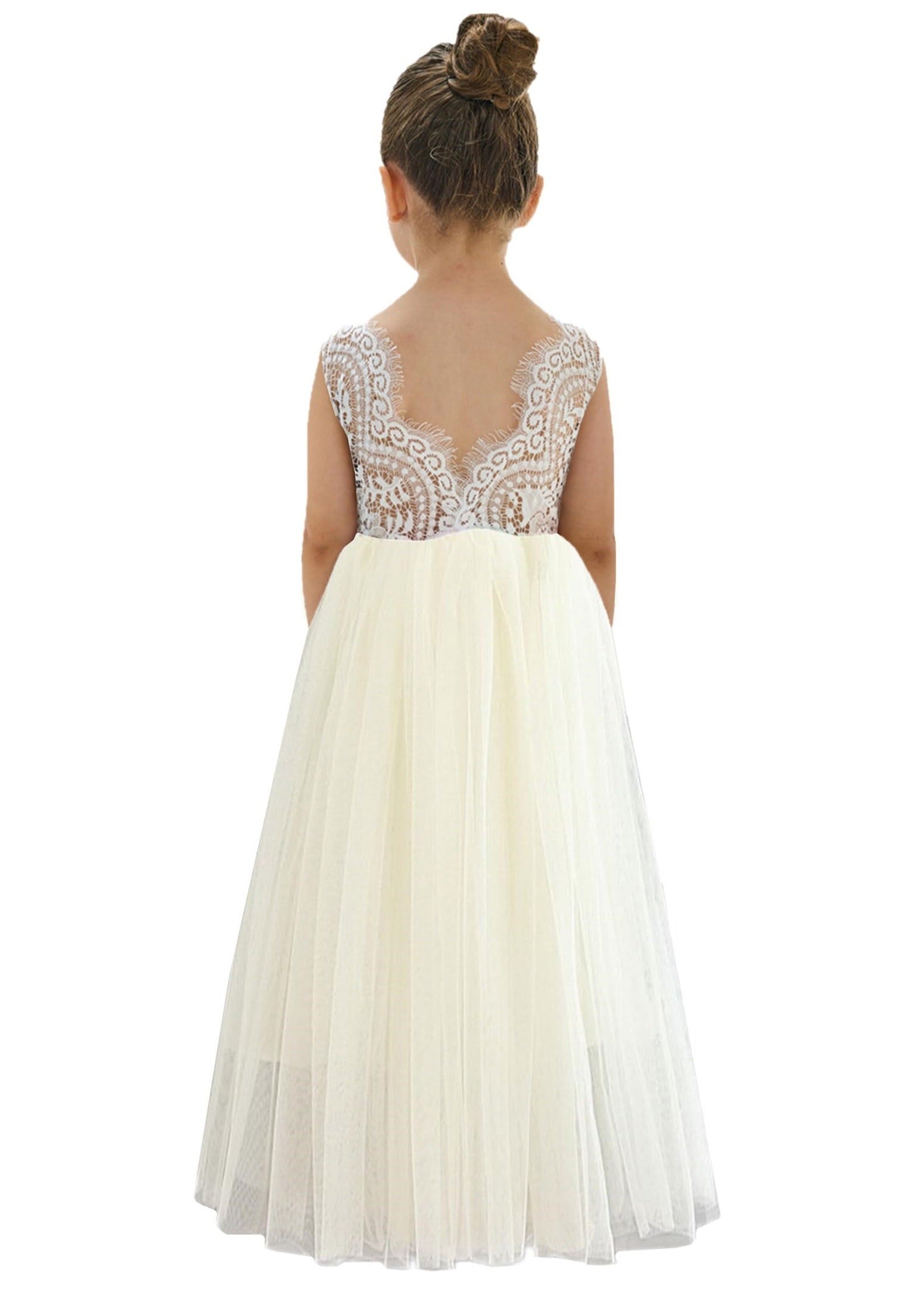 Peony Lace Flower Girl Dress in Ivory Sleeveless Maxi 10-12 years Peony Lace Flower Girl Dress in Ivory Sleeveless Maxi 10-12 years