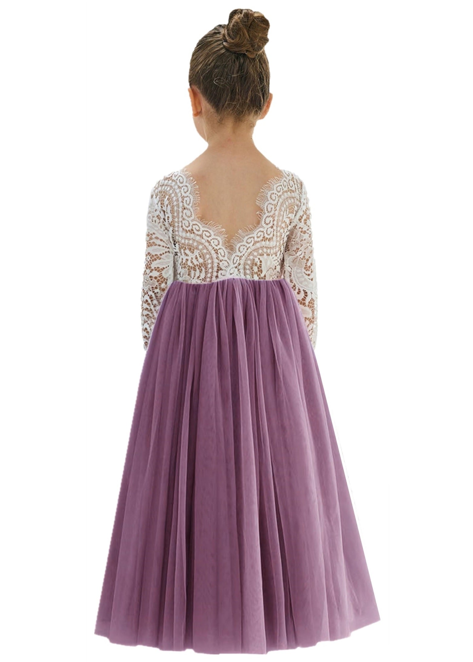 Peony Lace Flower Girl Dress in Mauve Sleeve Maxi 2T / Mauve Peony Lace Flower Girl Dress in Mauve Sleeve Maxi 2T / Mauve