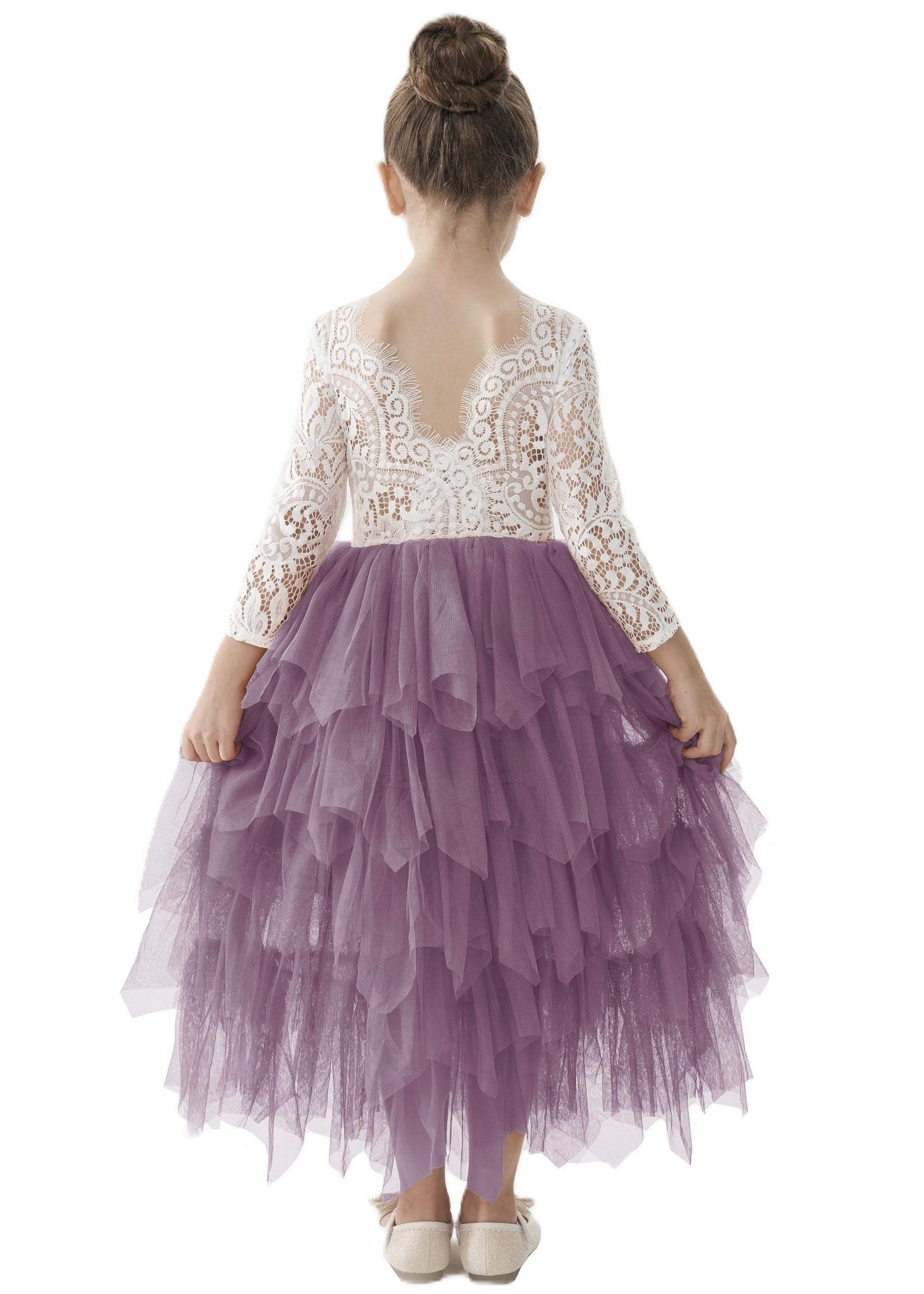 Peony Lace Flower Girl Dress in Mauve (tiered) 3T Peony Lace Flower Girl Dress in Mauve (tiered) 3T