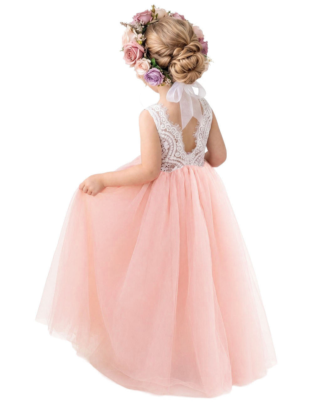 maxi flower girl dress pink Ava & Yelly Pink Floral Maxi Dress for Tween Girls 8