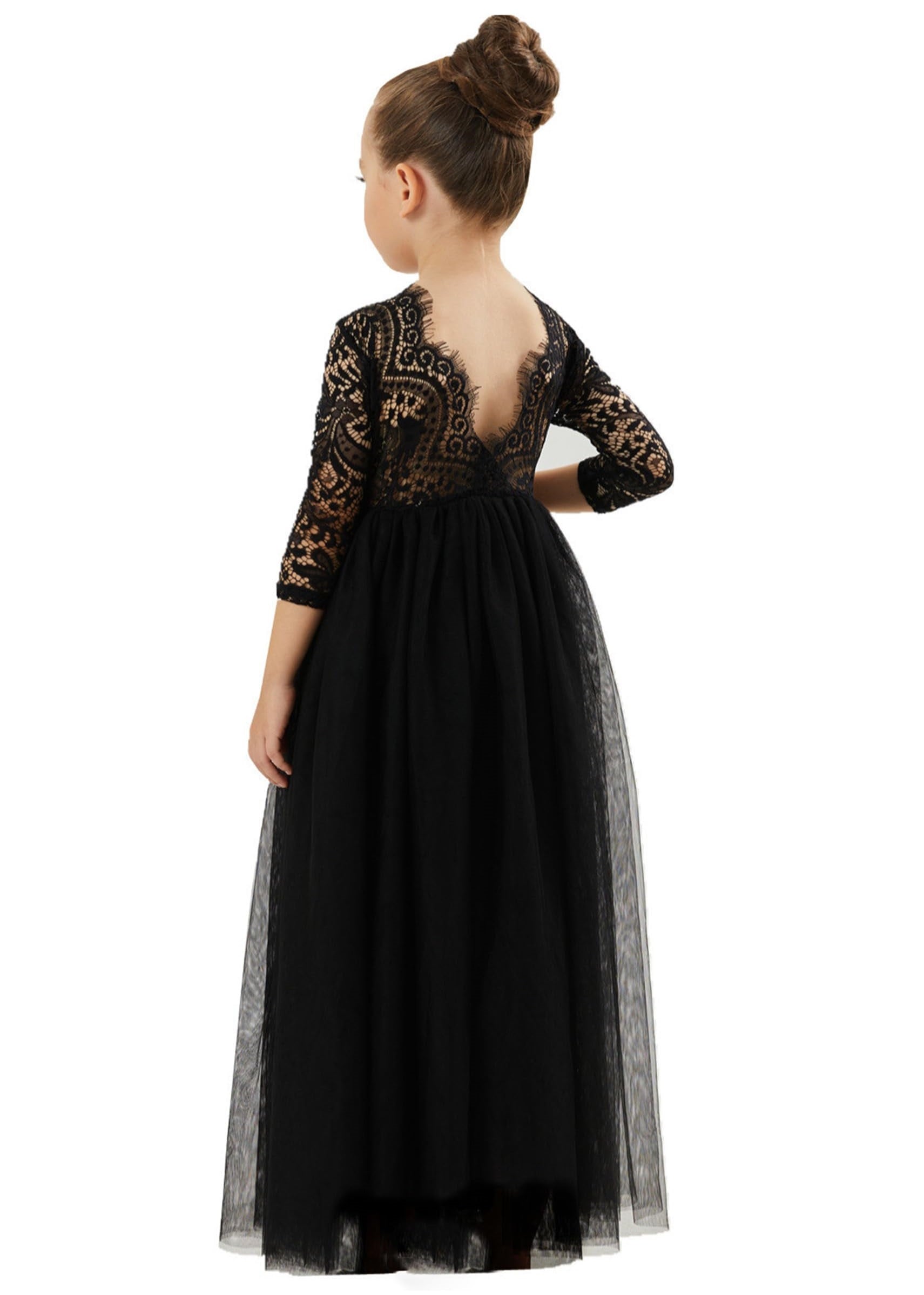 2Bunnies Peony Lace Flower Girl Dress in Black 6 / Black / Long 2Bunnies Peony Lace Flower Girl Dress in Black 6 / Black / Long