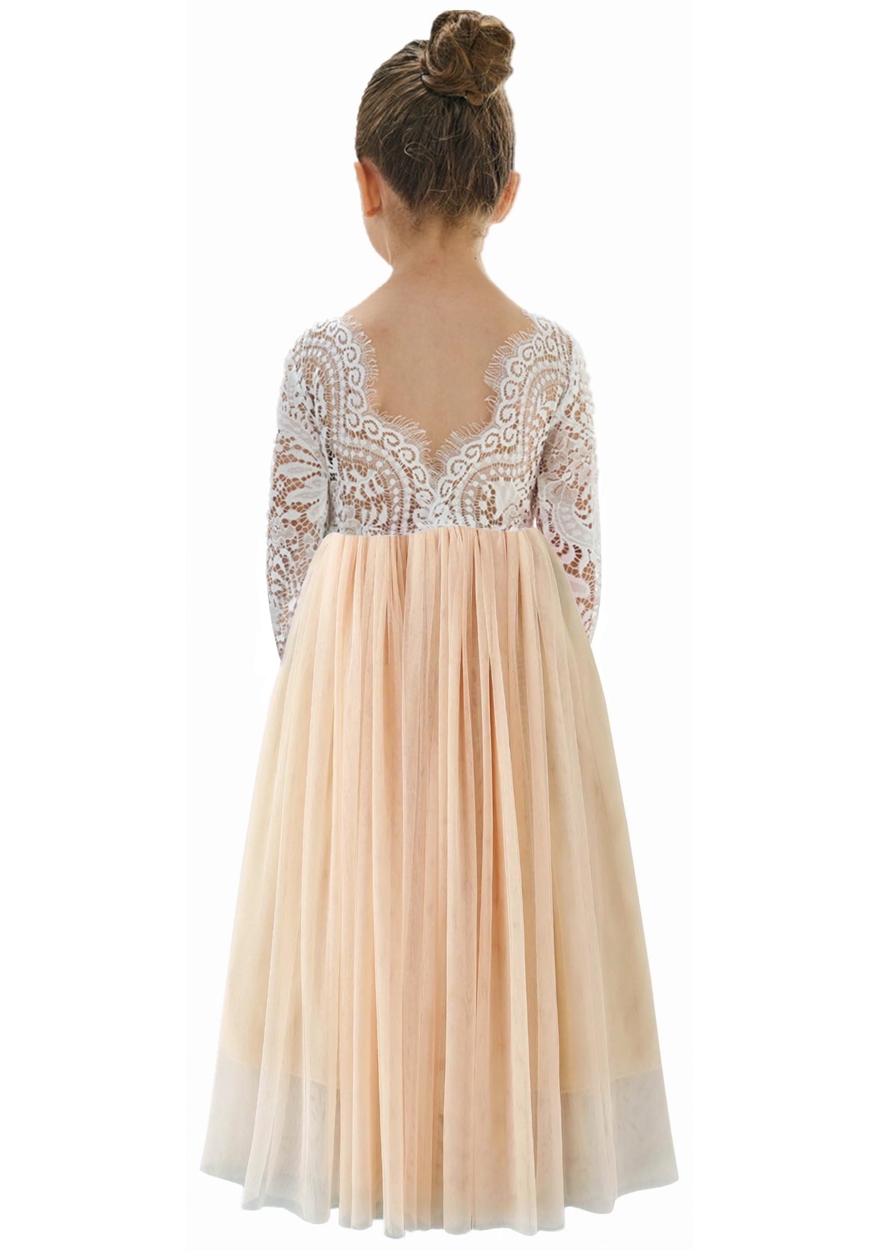 Peony Lace Flower Girl Dress in Champagne 2BUNNIES Peony Lace Flower Girl Dress in Champagne 2BUNNIES