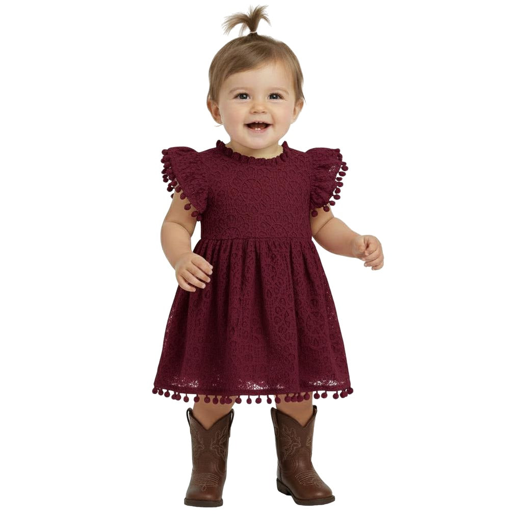 baby burgundy dress Burgundy Baby Girl Dress, Handmade Toddler Party Dress, Flower Ribbon Dress, Christmas Dress for Girls, Baby Dress, Baby Birthday Outfit