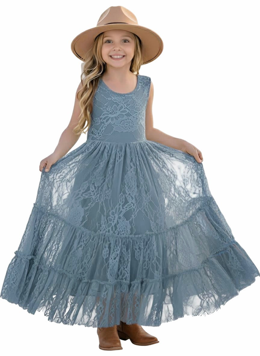 2Bunnies Girls' 3T-10yr Rose Lace All-Over Lace Zip Back Boho Garden R 2BUNNIES 2Bunnies Girls' 3T-10yr Rose Lace All-Over Lace Zip Back Boho Garden R 2BUNNIES