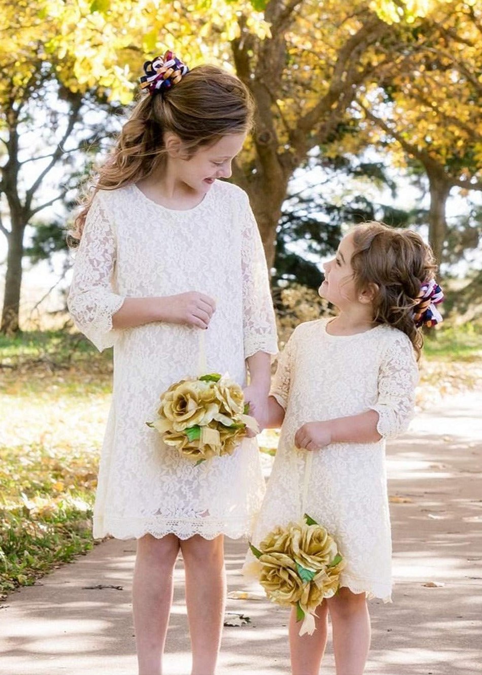 Violet Lace Boho Girl Dress in Ivory