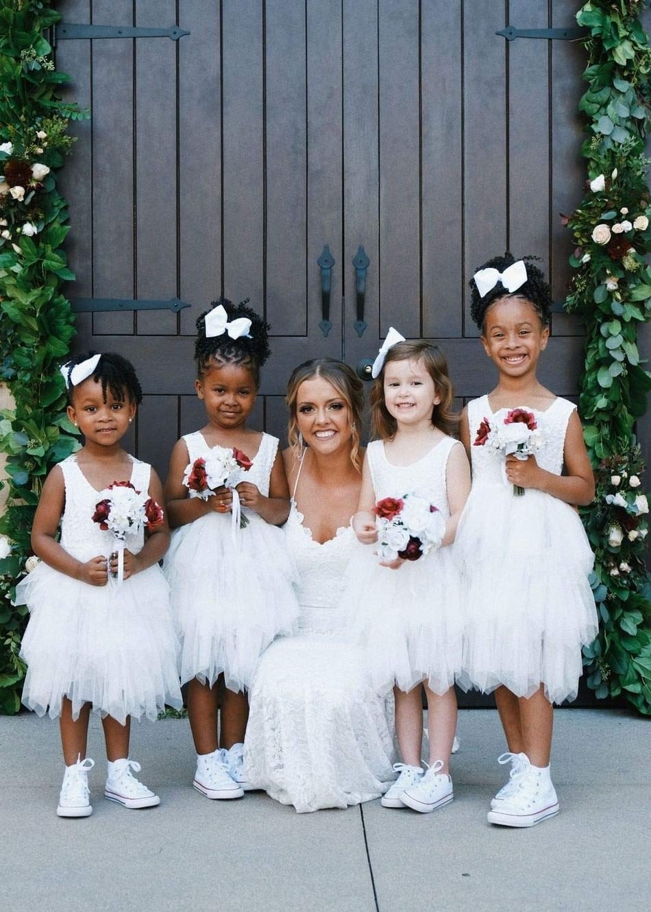 Peony Lace Flower Girl Dress in White