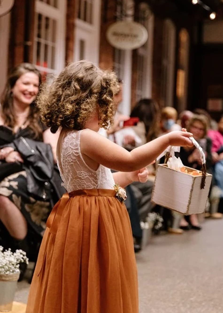 Rose Lace Flower Girl Dress in Orange