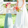 2Bunnies Flower Girl Dress Rose Lace Back A-Line Long Sleeve Straight Tulle Maxi (Sage) - 2BUNNIES