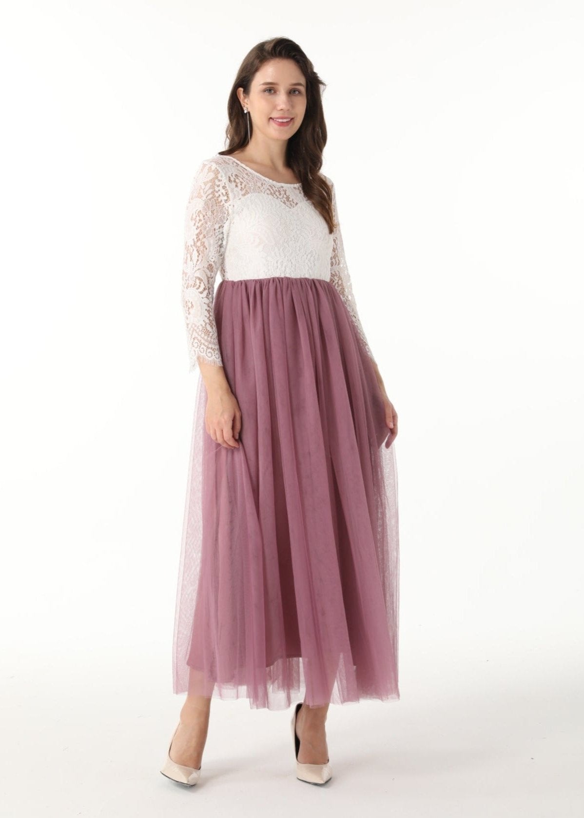 Peony Lace Dress for Women in Mauve