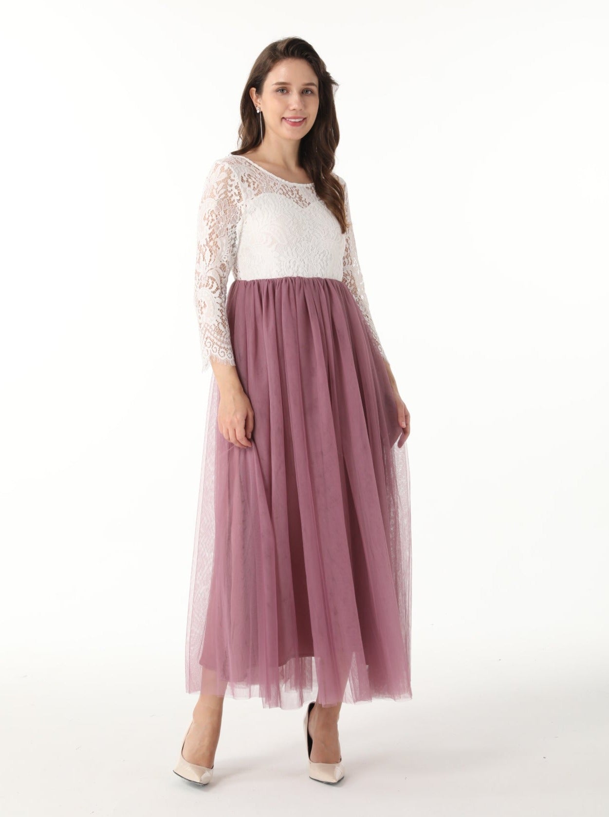Peony Lace Dress for Women in Mauve