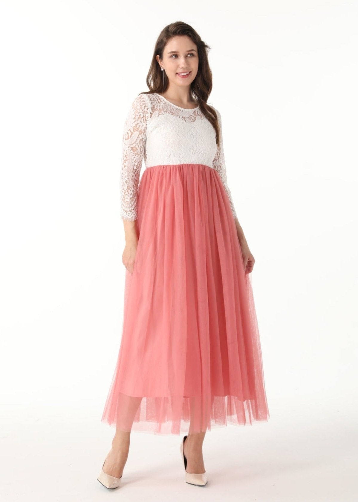 Peony Lace Dress for Women in Dusty Pink