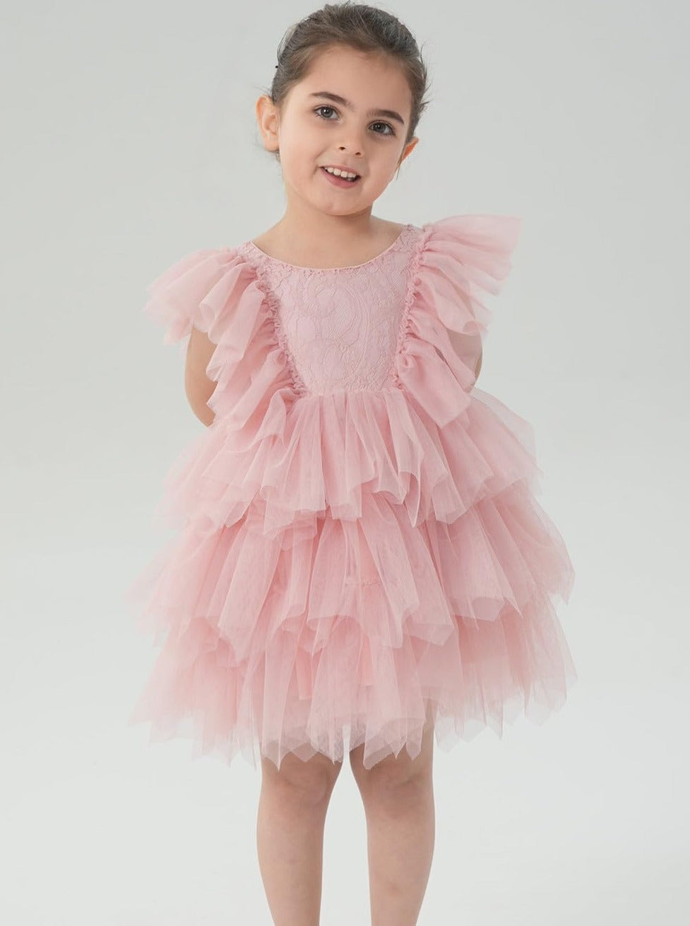 Paisley Lace Flower Girl Dress in Pink