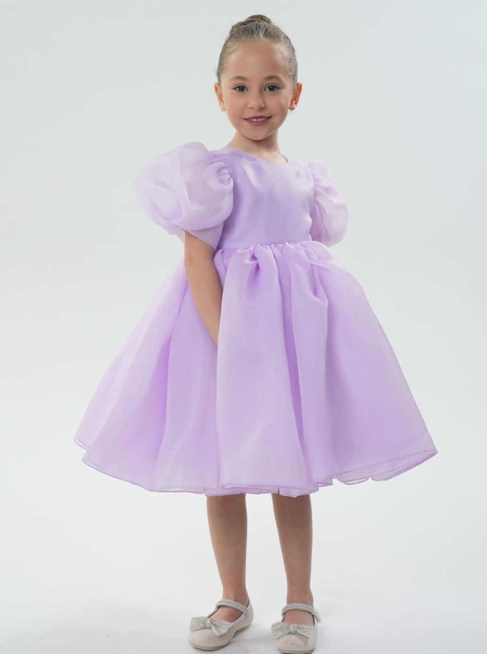 Organza Tulle Babydoll Girl Dress in Purple