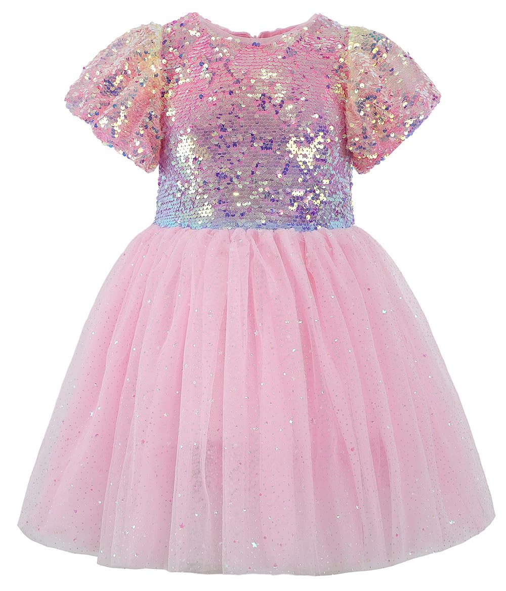 2Bunnies Girls' Ombre Sequin Tulle Dress