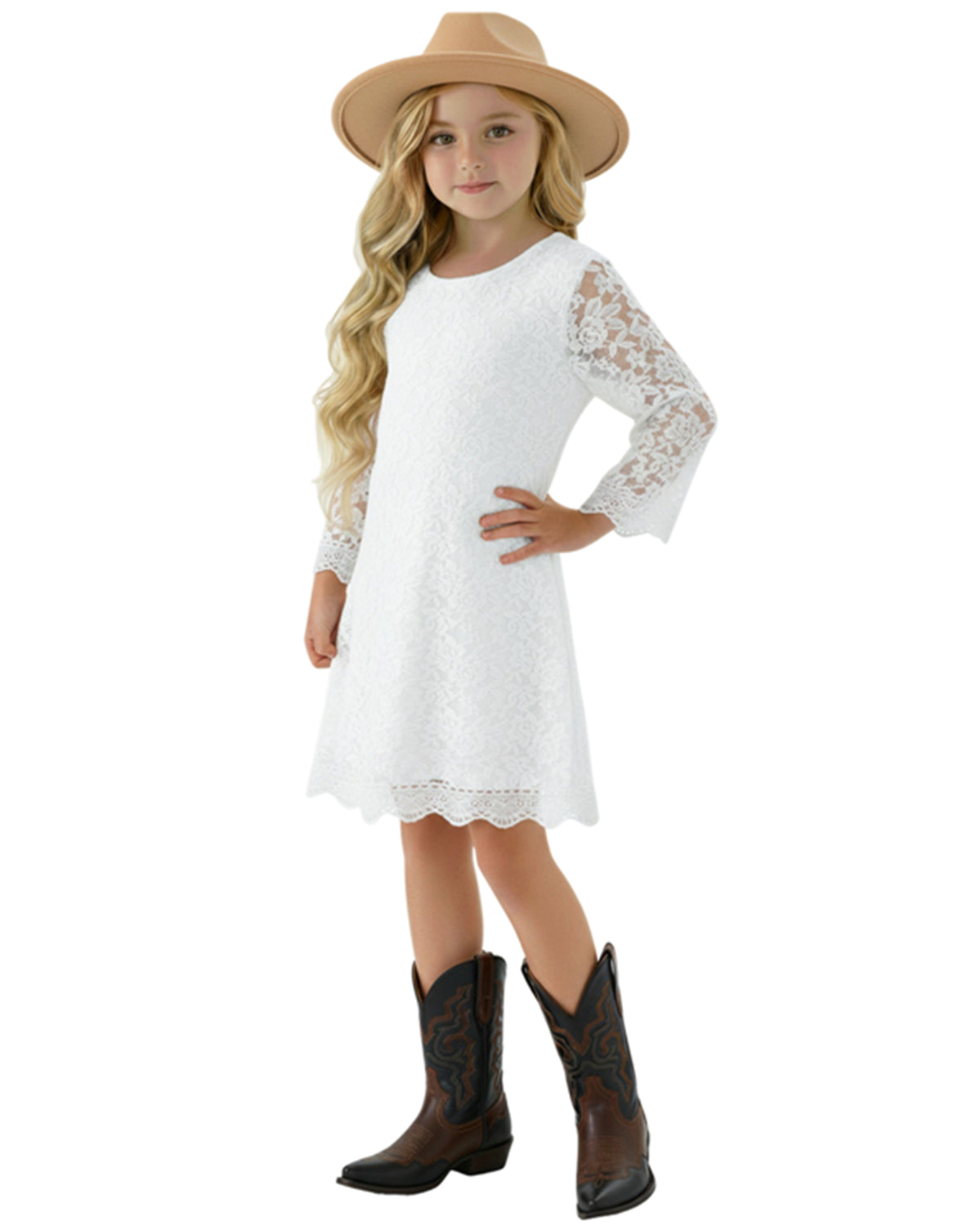 2Bunnies Girls' Boho Rustic Garden Lace Flower Girl Dress