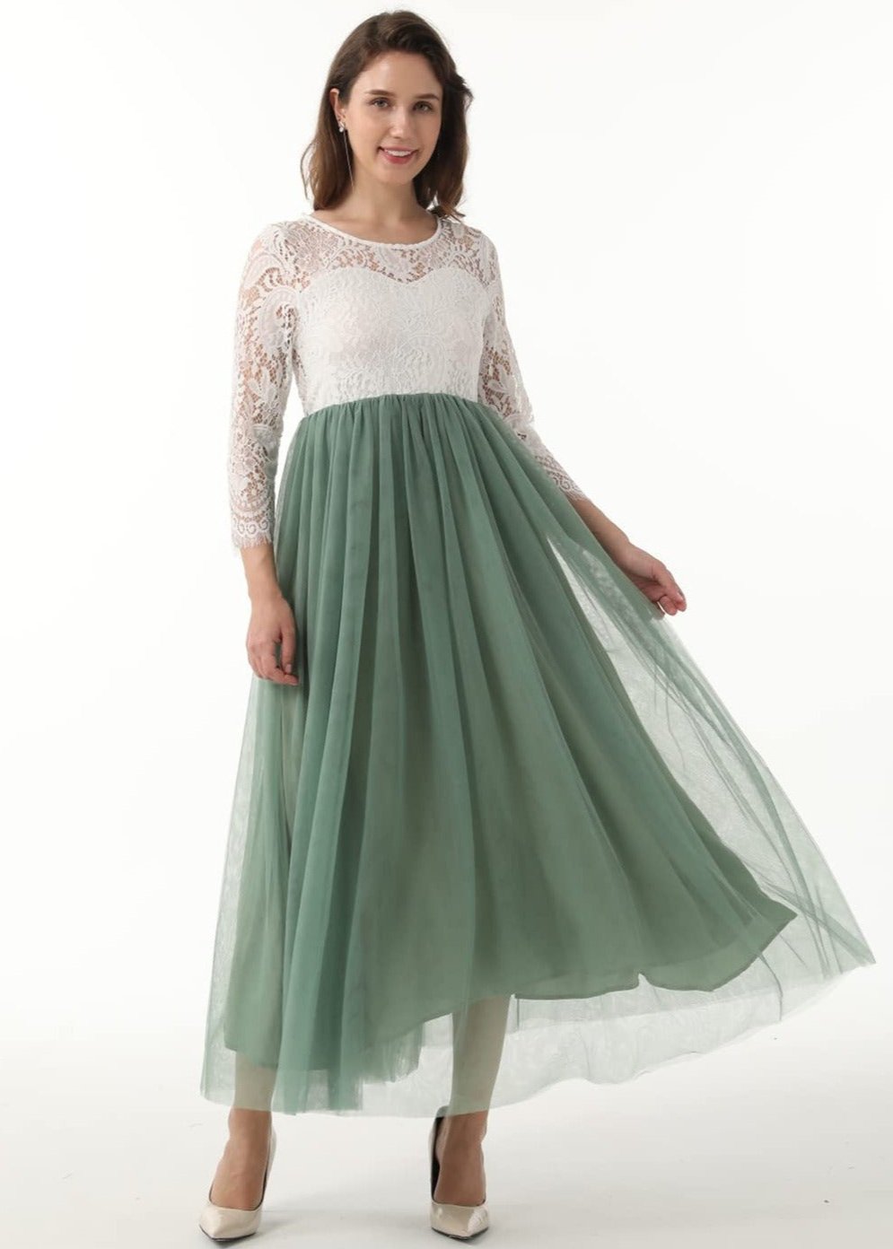 Peony Lace Dress for Women in Sage