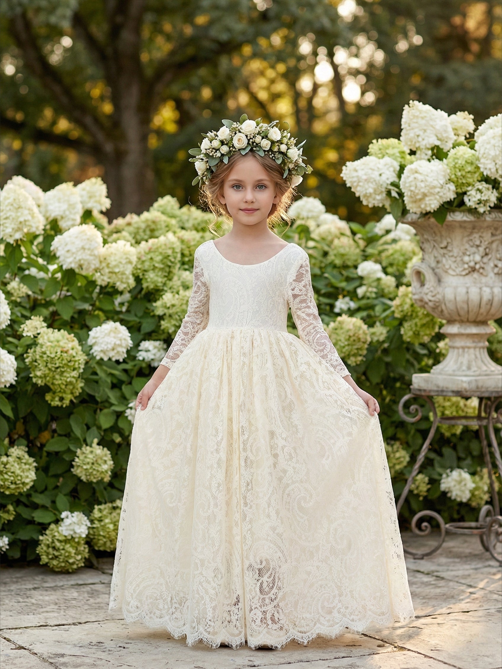 2Bunnies Girls' 12M-12yr Paisley All-Over Lace V Back Long Sleeve Maxi Flower Girl Dress Antique Ivory 3T 2Bunnies Girls' 12M-12yr Paisley All-Over Lace V Back Long Sleeve Maxi Flower Girl Dress Antique Ivory 3T