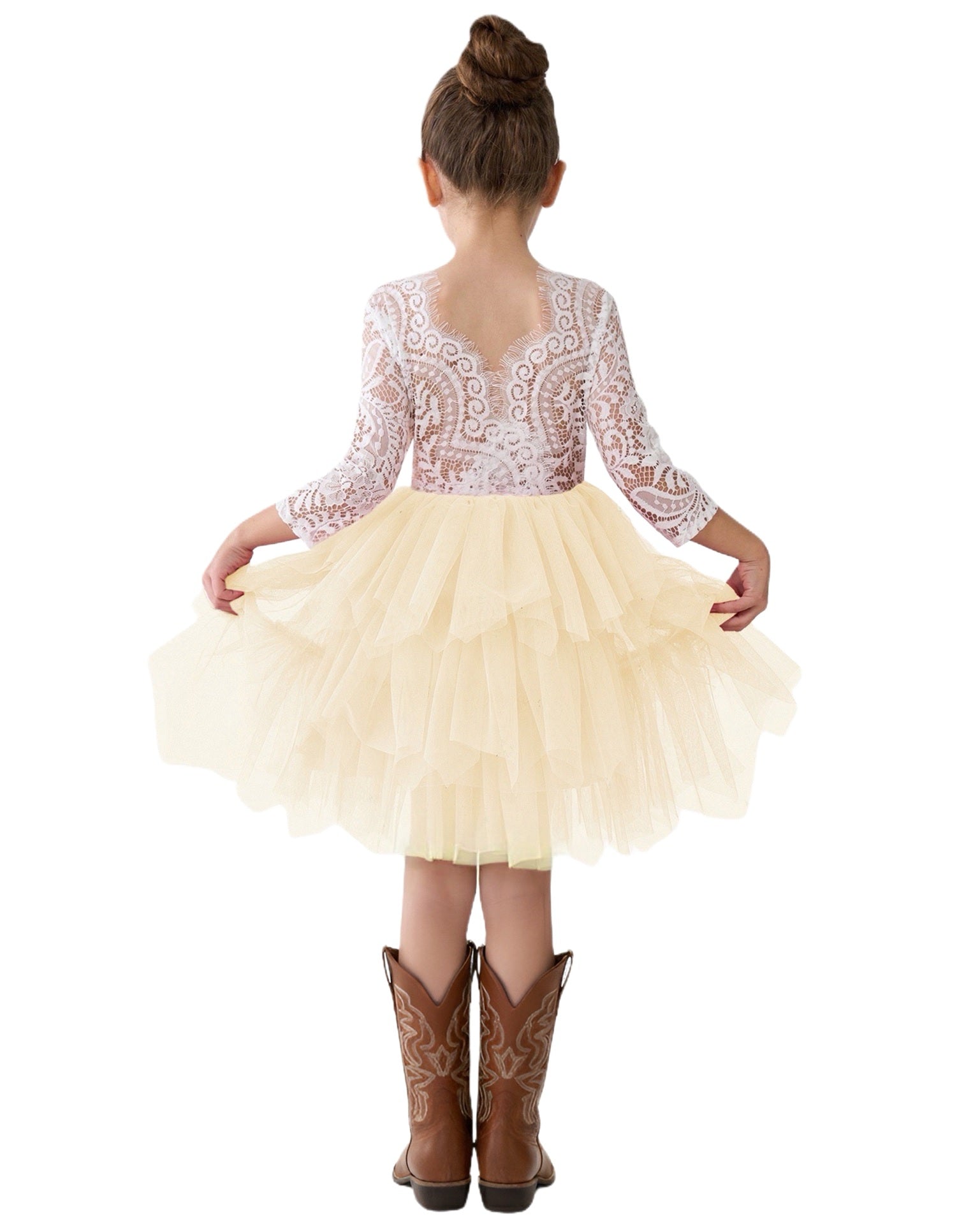 2Bunnies Flower Girl & Special Occasions Dresses Peony Lace Tiered Tulle   2BUNNIES