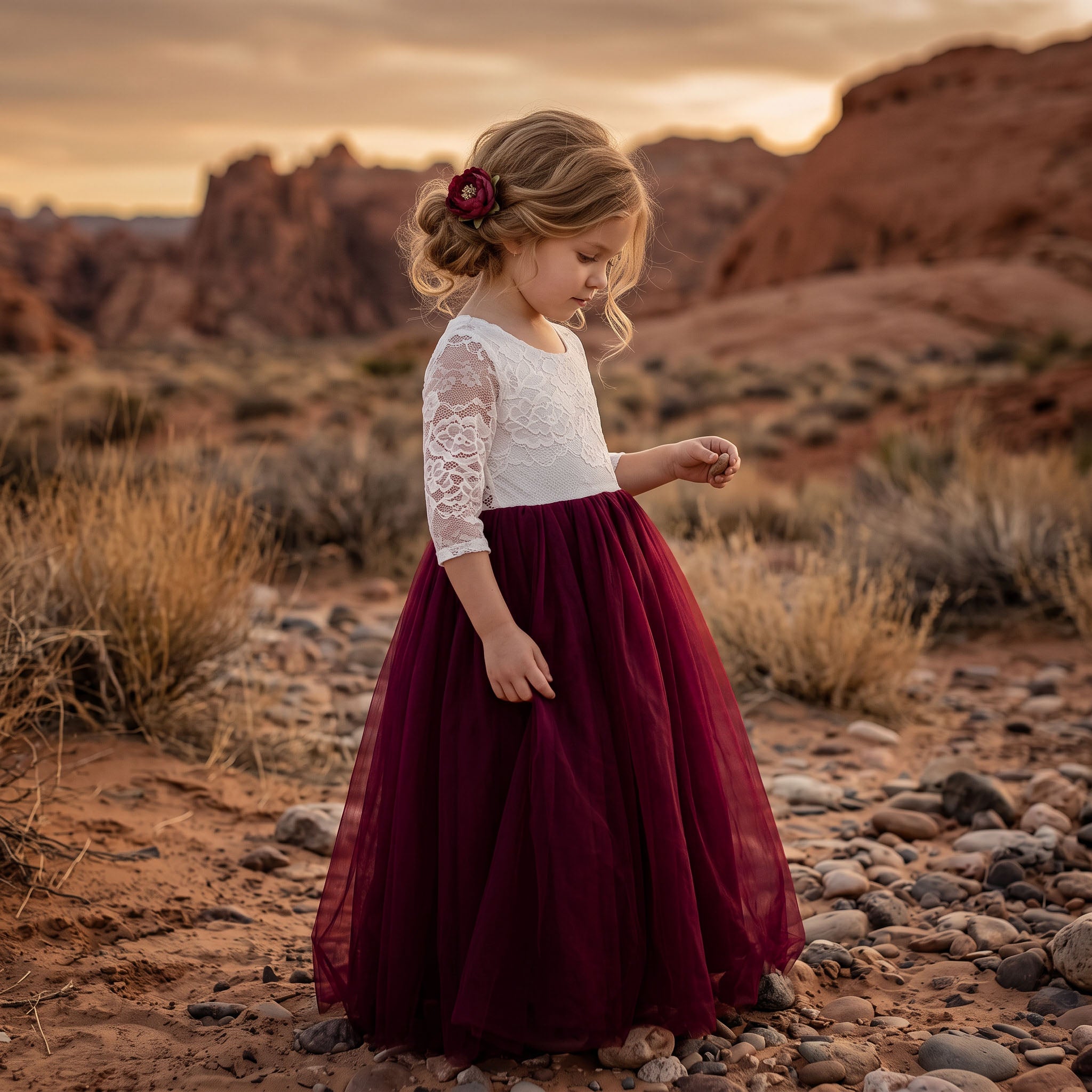 girls long sleeve maxi dress 2Bunnies Girls' 12M-12Y Rose Lace Tulle Flower Girl 7-8 years / Burgundy coast maxi dress The softly rounded neckline JHWJH25 Red And White Size:IT 60R