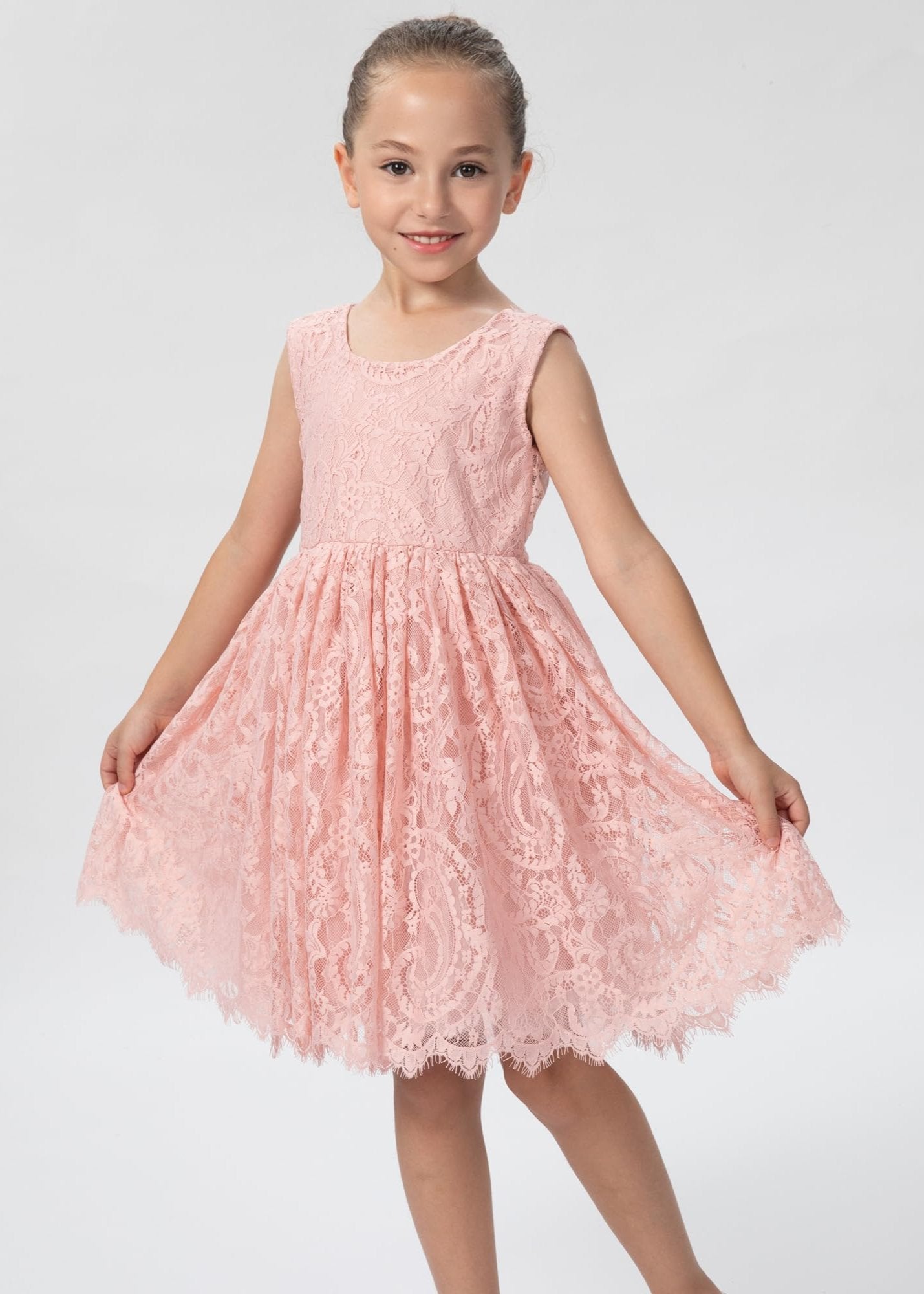 Paisley All Lace Flower Girl Dress in Dusty Pink