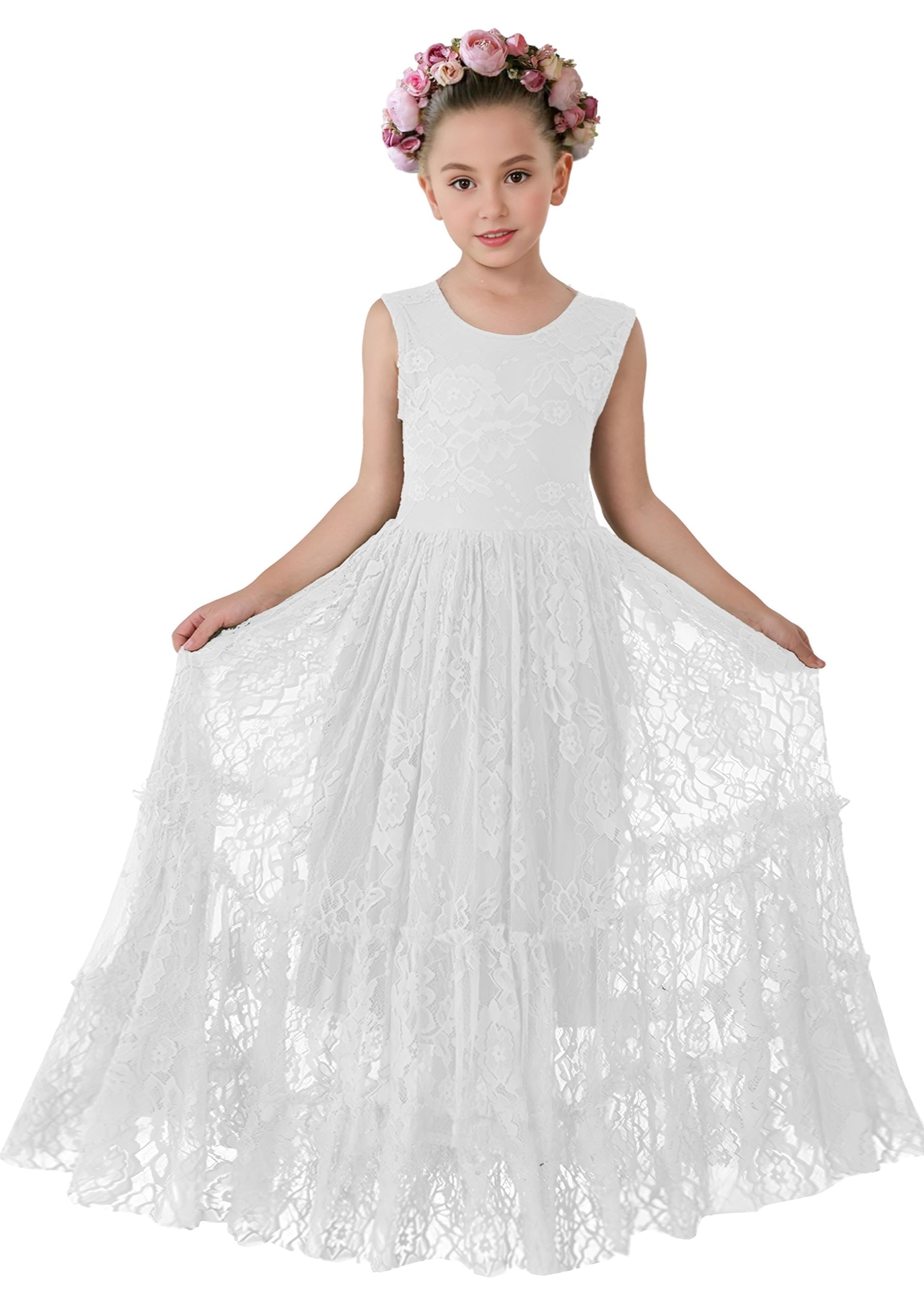 2Bunnies Rose All-Lace Zip Back Flower Girl Dress