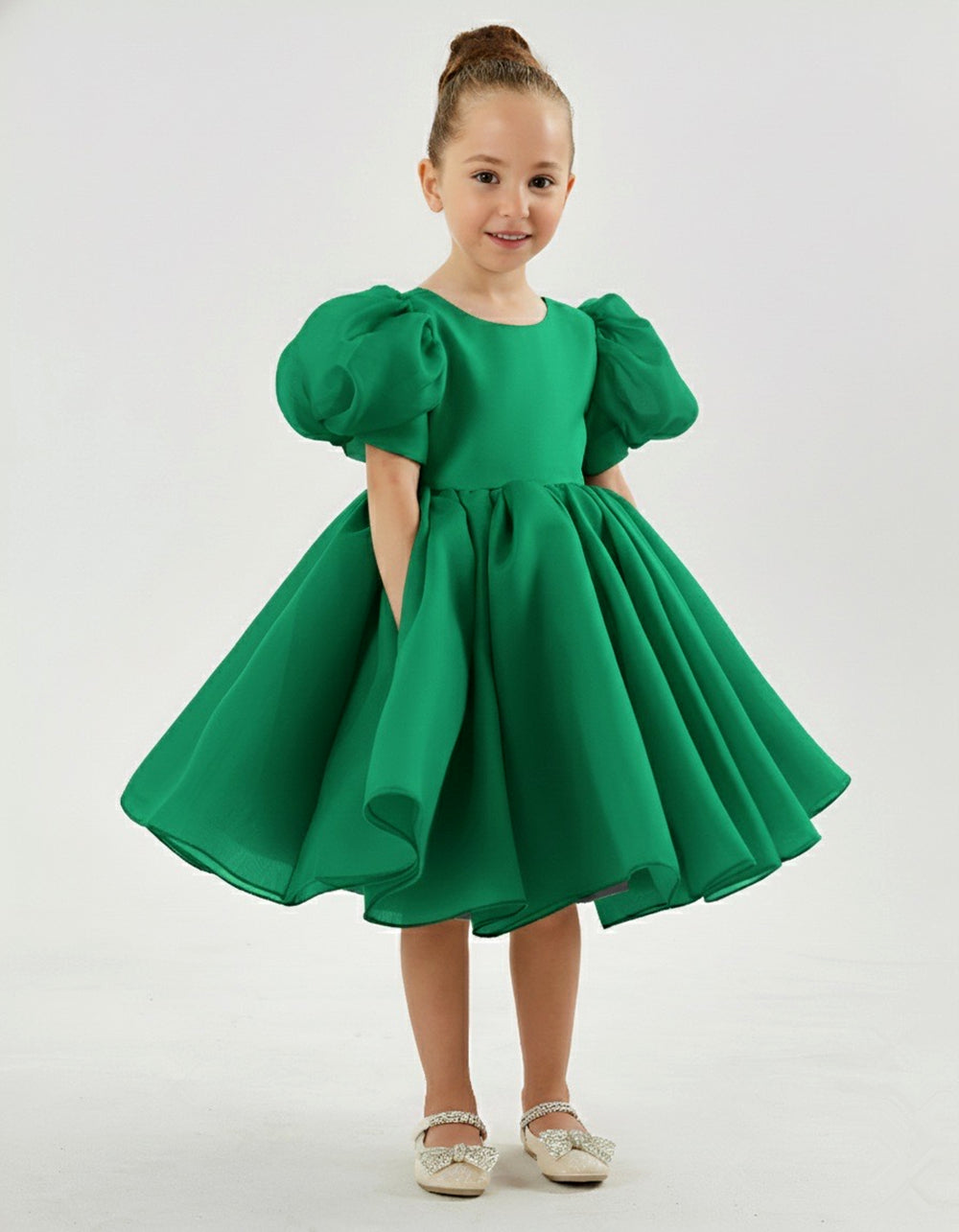 2Bunnies Organza Tulle Babydoll Puff Sleeve Flower Girl Dress in Wine – 2BUNNIES