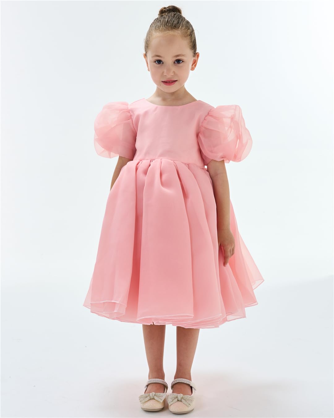 2Bunnies Organza Tulle Babydoll Puff Sleeve Flower Girl Dress in Pink 2-3 years 2Bunnies Organza Tulle Babydoll Puff Sleeve Flower Girl Dress in Pink 2-3 years