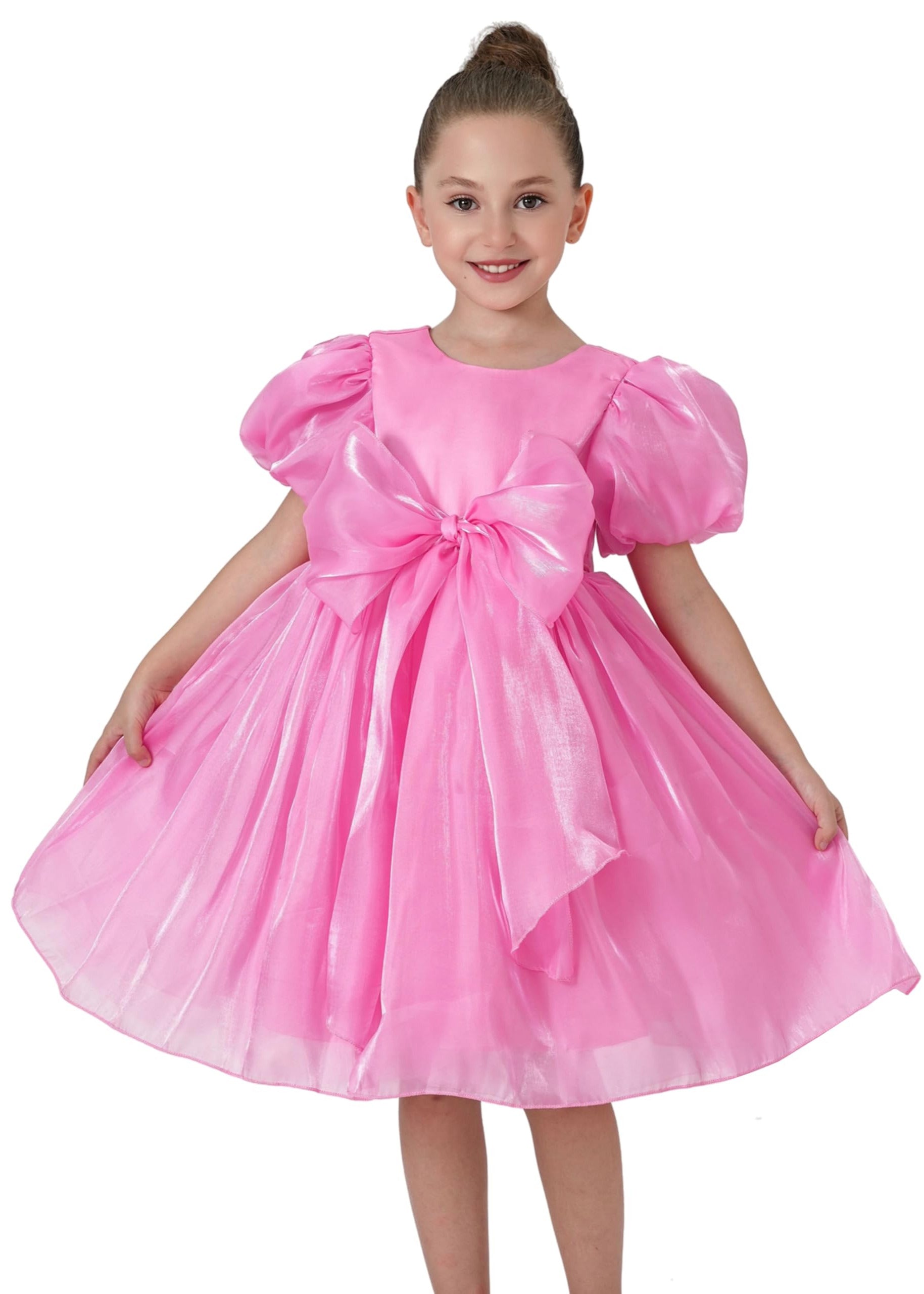2Bunnies Girls' Organza Babydoll Princess Bow Dress