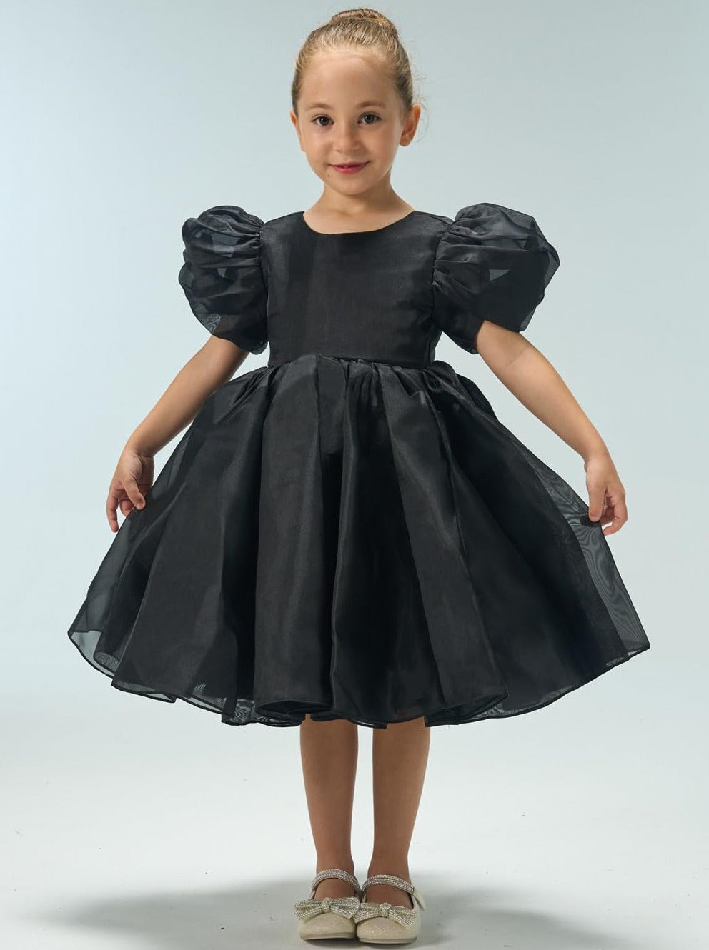Organza Tulle Babydoll Girl Dress in Black