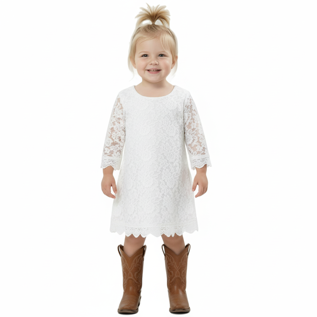 2Bunnies Baby Girls Boho Rustic Garden Lace Dress