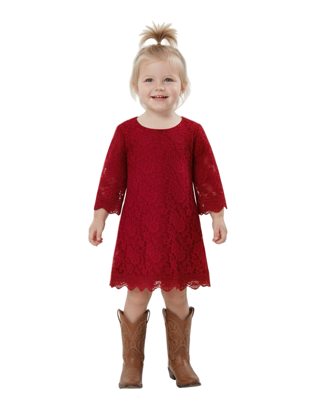 2Bunnies Violet Lace Boho Girl Dress in Ivory 18 months / Burgundy