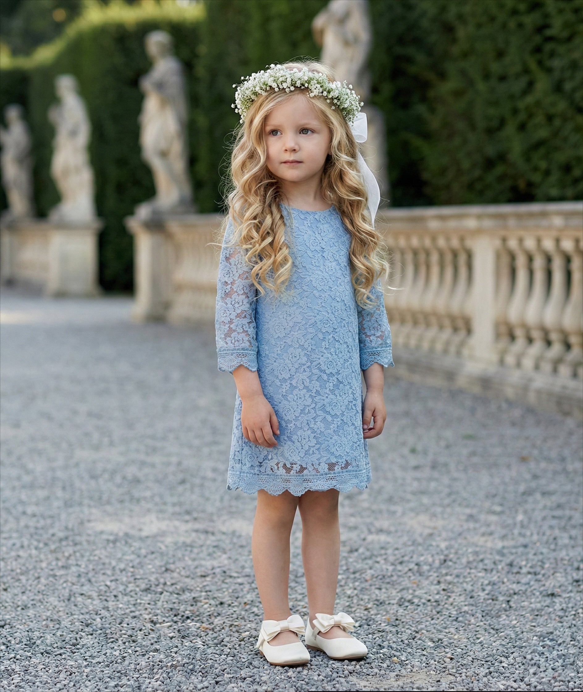 girls lace dress Birthday Laura Dress *Please note this dress does run small across the chest Girls' Ash Blue Lace Eyelet