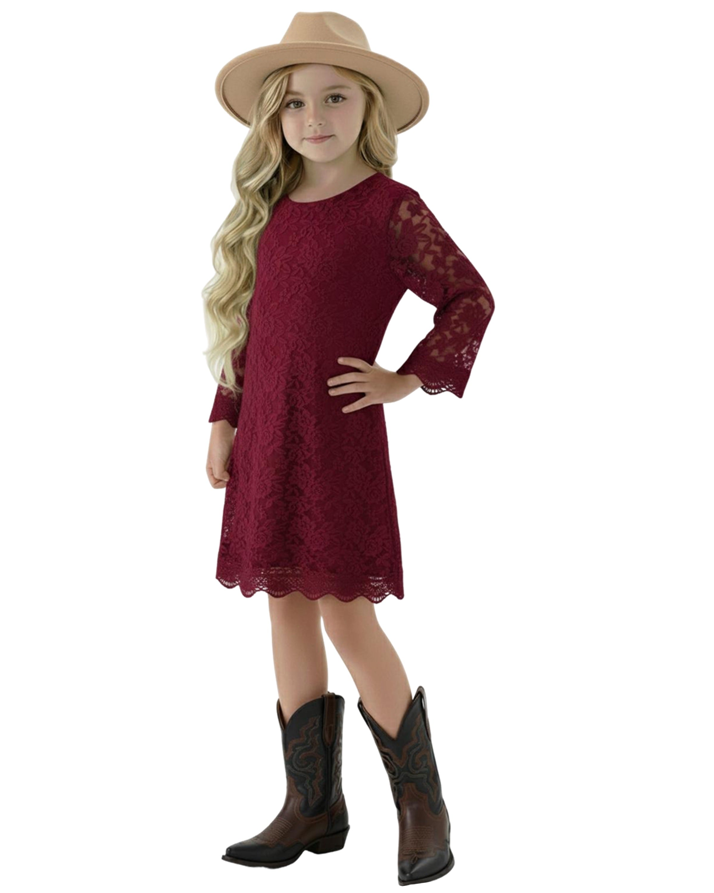 2Bunnies Girls' Boho Rustic Garden Lace Flower Girl Dress