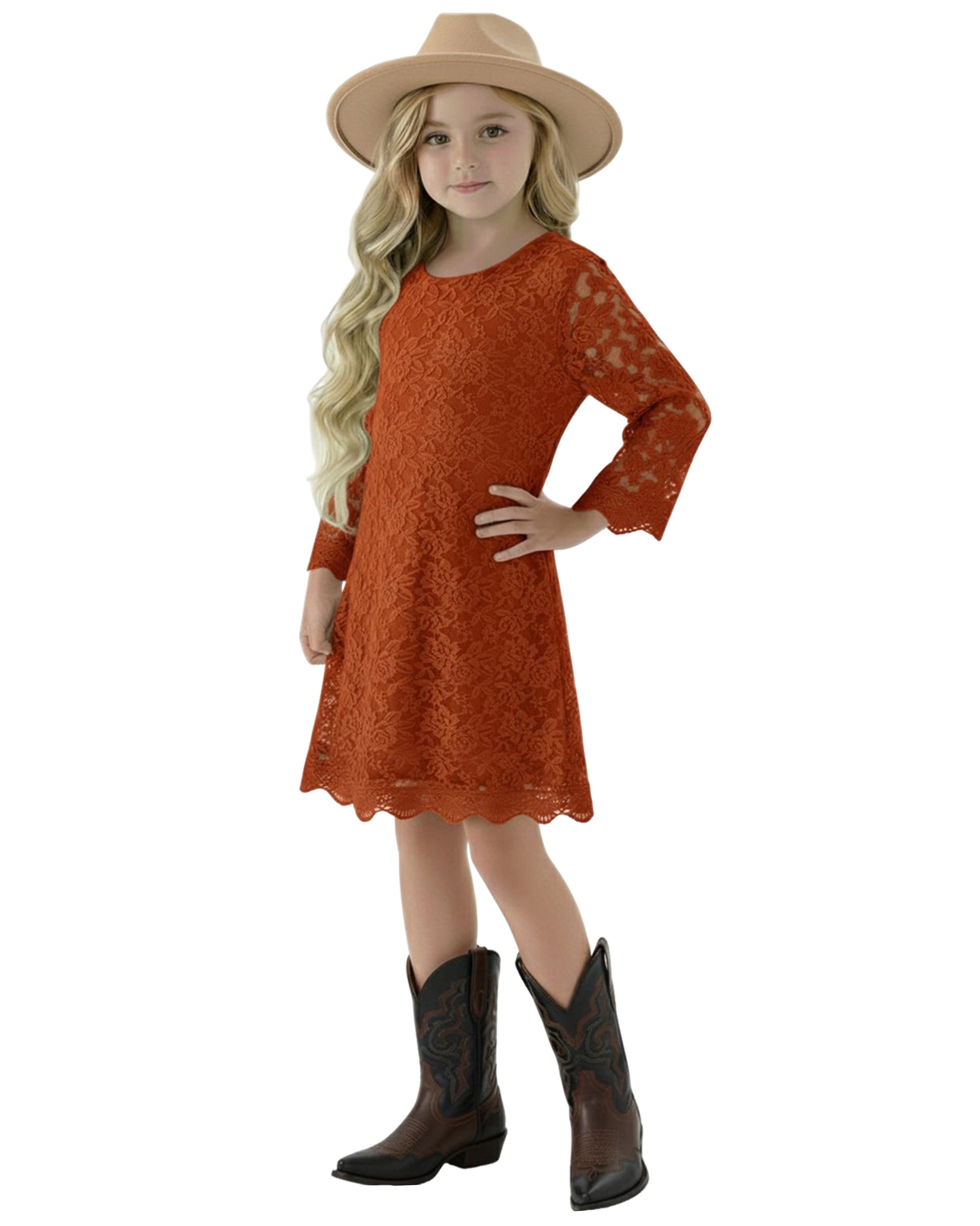 2Bunnies Girls' Boho Rustic Garden Lace Flower Girl Dress