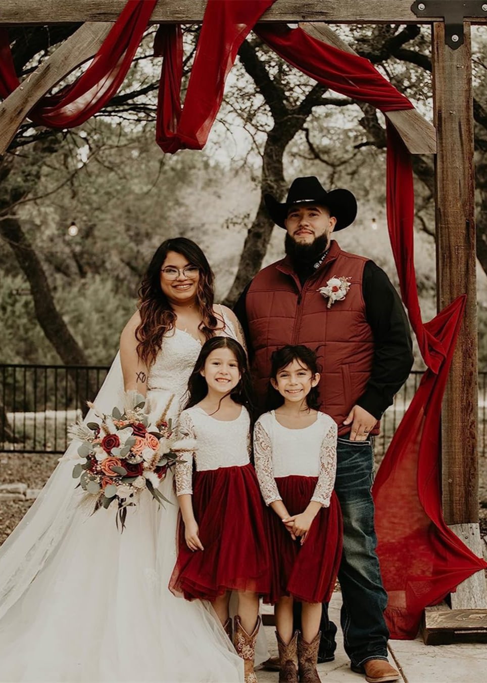 Peony Lace Flower Girl Dress in Burgundy