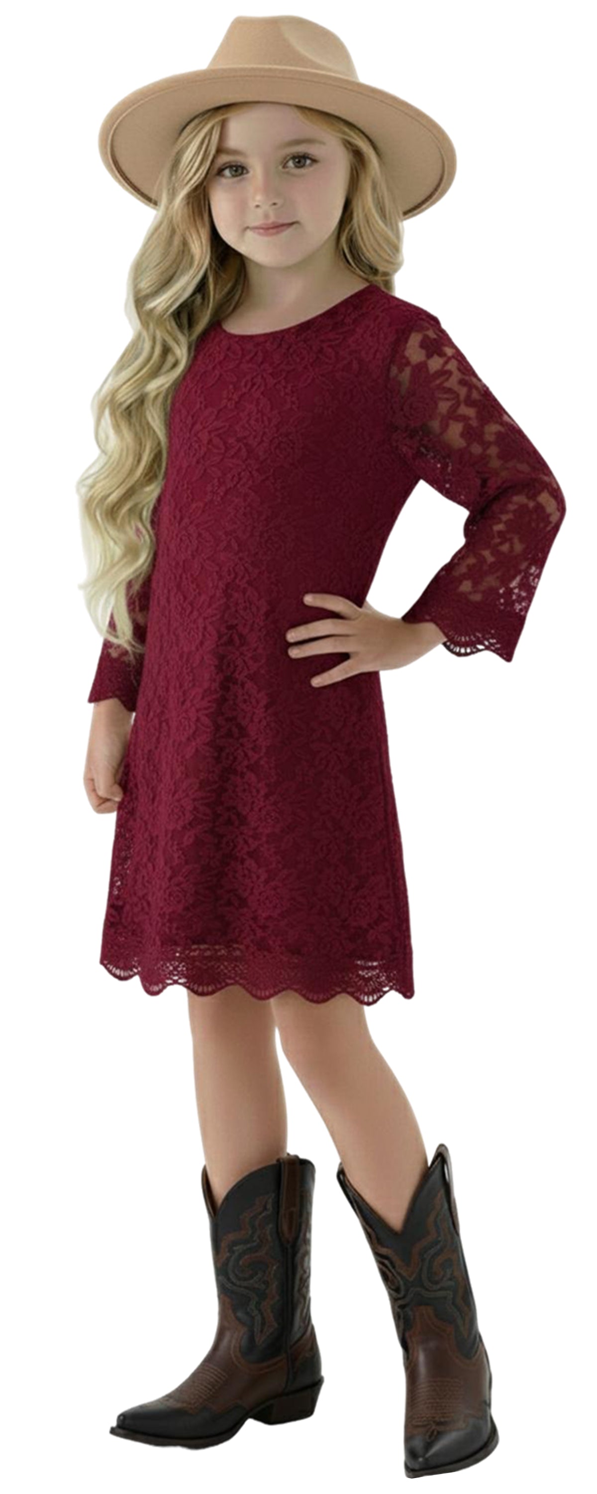 2Bunnies Girls' Boho Rustic Garden Lace Flower Girl Dress
