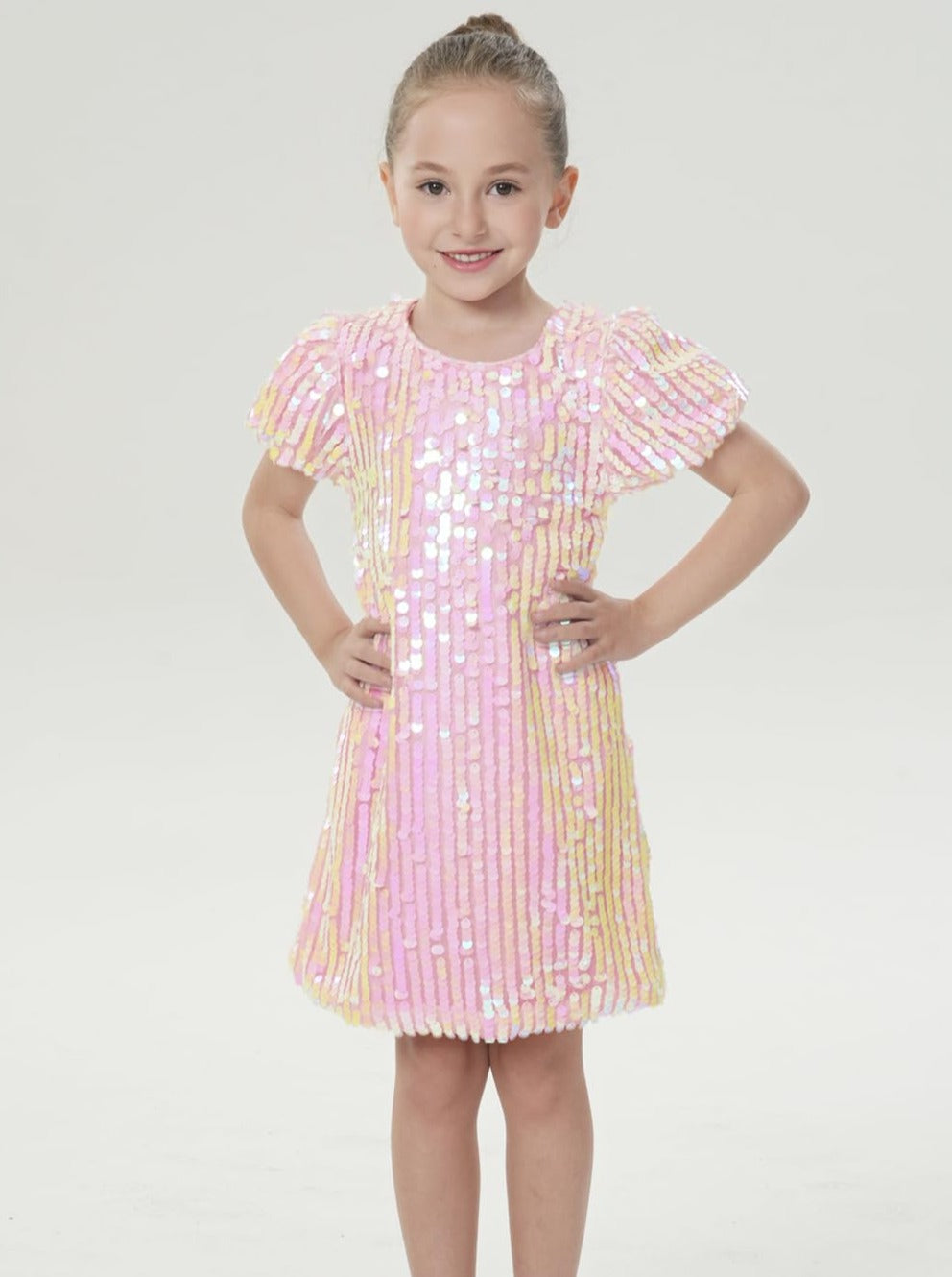 Sparkle Cameo Pink Sequin Girl Dress