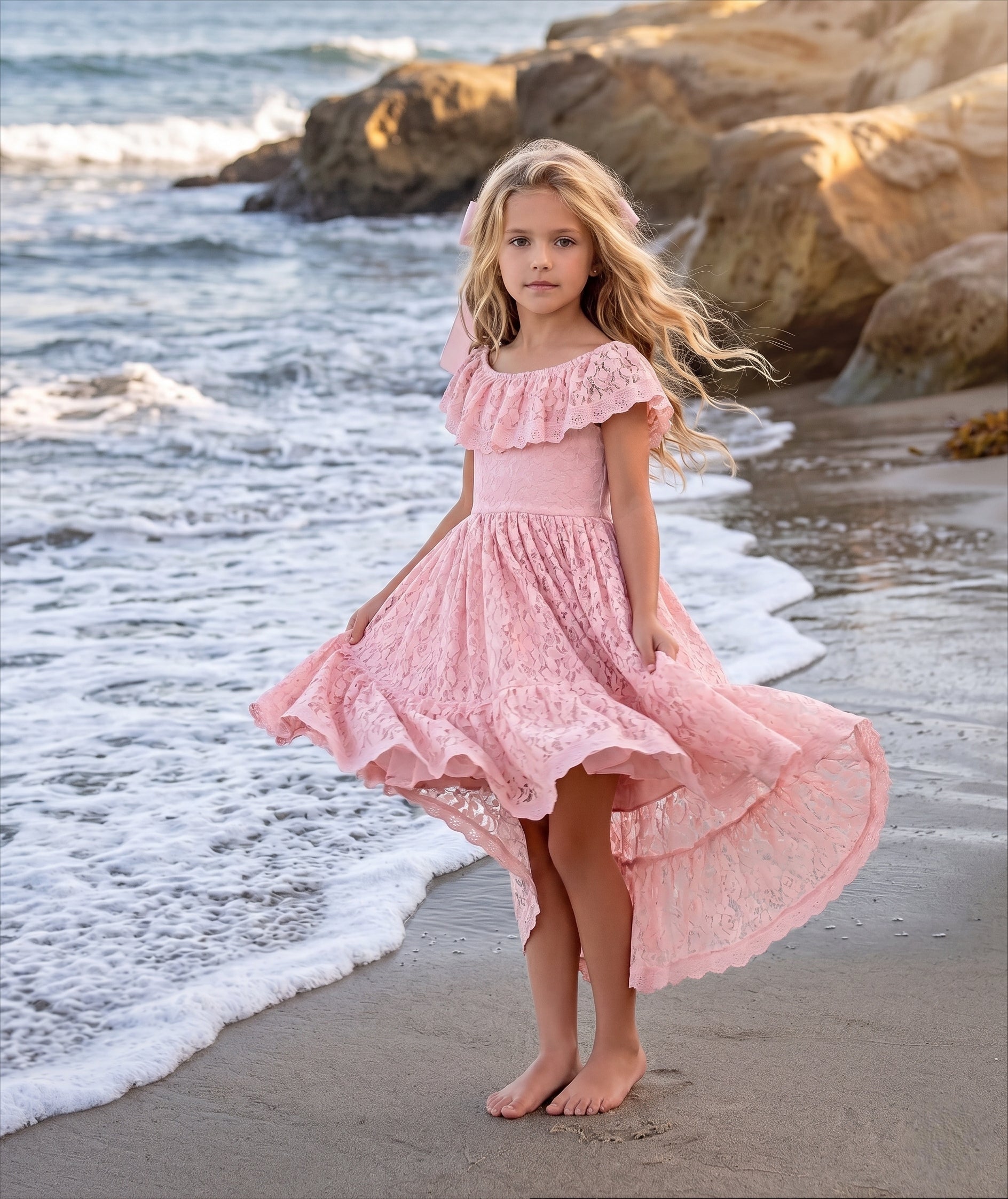 2Bunnies Girls' 12M-12Y All-Over Paisley Lace Off-Shoulder Flower Girl Dress White 3T 2Bunnies Girls' 12M-12Y All-Over Paisley Lace Off-Shoulder Flower Girl Dress White 3T