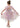 Girls' Floral Embroidered Tulle Strap Knee Dress in Dusty Pink